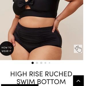 High-rise ruched swim bottom